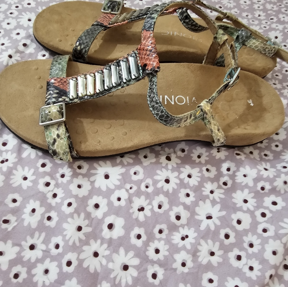 Vionic T Strap Snakeprint Sandals - image 5